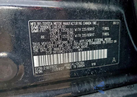2021 Toyota Rav4 Le from USA, damaged, VIN 2T3F1RFVXMC217170